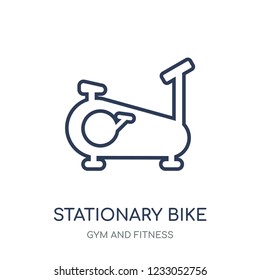 Stationary bike icon. Stationary bike linear symbol design from Gym and Fitness collection. Simple outline element vector illustration on white background