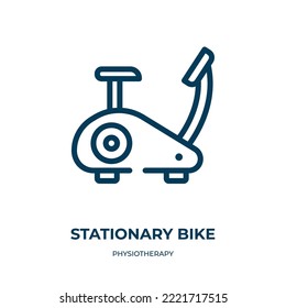 Stationary bike icon. Linear vector illustration from physiotherapy collection. Outline stationary bike icon vector. Thin line symbol for use on web and mobile apps, logo, print media.