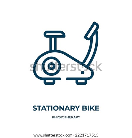 Stationary bike icon. Linear vector illustration from physiotherapy collection. Outline stationary bike icon vector. Thin line symbol for use on web and mobile apps, logo, print media.