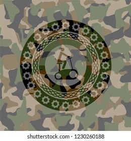 stationary bike icon on camouflage texture