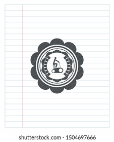 stationary bike icon pencil strokes emblem. Vector Illustration. Detailed.