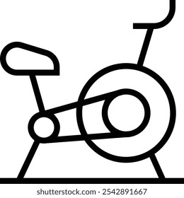 Icono de bicicleta estacionaria. Diseño de estilo lineal delgado aislado sobre fondo blanco