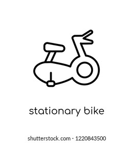 Stationary bike icon. Trendy modern flat linear vector Stationary bike icon on white background from thin line Gym and fitness collection, editable outline stroke vector illustration