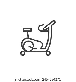 Stationary Bike line icon. linear style sign for mobile concept and web design. Exercise bicycle outline vector icon. Gym symbol, logo illustration. Vector graphics