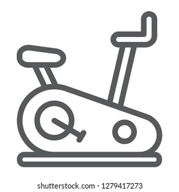 Stationary bike line icon, sport and equipment, exercise bicycle sign, vector graphics, a linear pattern on a white background, eps 10.