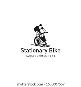 Stationary Bike Logo Design. Cycling Exercise Machine. Exercise Bike Logo. Bicycle Indoor Logo Design. Cycle Studio.
