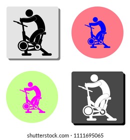 stationary bike. simple flat vector icon illustration on four different color backgrounds