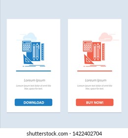 Stationary, Book, Calculator, Pen  Blue and Red Download and Buy Now web Widget Card Template