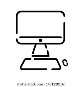 stationary computer modern icon broken line vector illustration