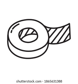 stationary concept, adhesive tape icon over white background, line doodle style, vector illustration