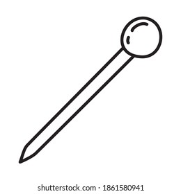 stationary concept, round pushpin icon over white background, line doodle style, vector illustration
