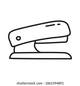 stationary concept, stapler icon over white background, line doodle style, vector illustration