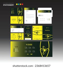 Stationary design with Business card Letterhead Envelope Postcard Rollup social cover brochure cover for any best use