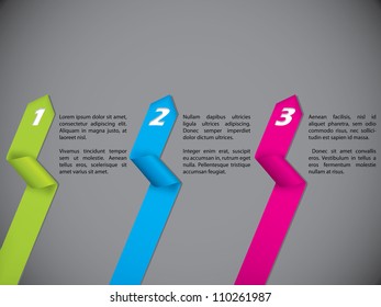 Stationary design set with color numbered ribbons on dark backdrop