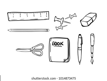 Stationary doodle icon vector 