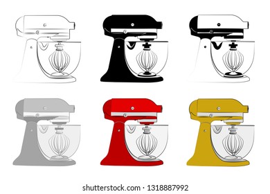 Stationary, electric mixer for mixing, whisking and grinding food. Cooking food. Housekeeping, cooking.