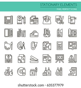 Stationary Elements , Thin Line and Pixel Perfect Icons
