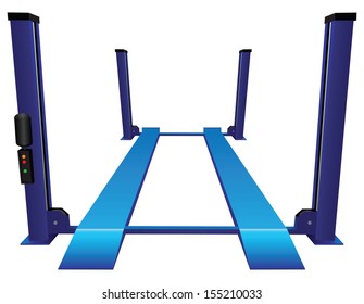 Stationary Equipment For Lifting Machines In The Repair Shop. Vector Illustration.