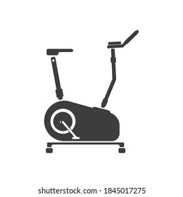 Stationary Exercise Bike Icon - Black Vector Illustration Art