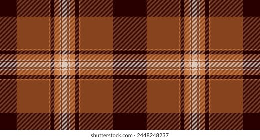 Stationary fabric background texture, drawing tartan textile seamless. Christmas ornament plaid pattern vector check in orange and dark color.