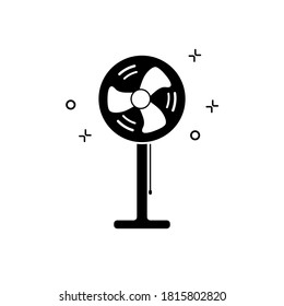 stationary fan icon. Thing. Vector stock illustration. White isolated background. Silhouette, sign, symbol. airflow.