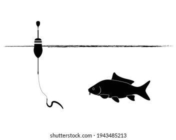 Stationary fishing with float, vector illustration