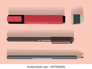 stationary flat design for school and office