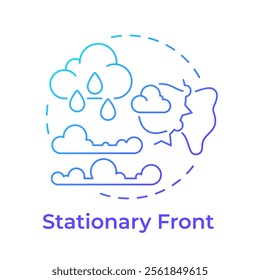 Stationary front blue gradient concept icon. Cold and warm air masses meeting. Weather forecasting processes. Round shape line illustration. Abstract idea. Graphic design. Easy to use in article