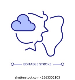 Stationary front RGB color icon. Transition zone between two air masses. Weather forecasting with atmospheric condition. Isolated vector illustration. Simple filled line drawing. Editable stroke