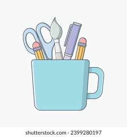Stationary in the glass vector flat illustration