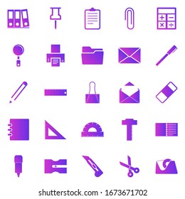 Stationary gradient icons on white background, stock vector