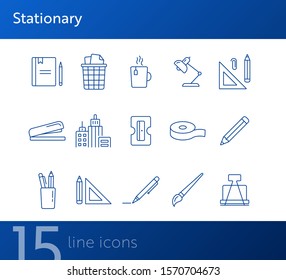 Stationary Icon Set. Line Icons Collection On White Background. Pencil, Art, Designer. Office Supplies Concept. Can Be Used For Topics Like Business, School, Creativity