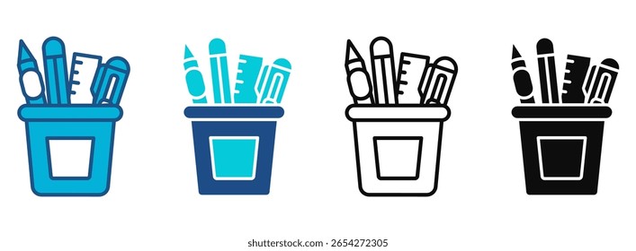 Ícone Estacionário Definido Com Vários Estilos. Ilustração de vetor