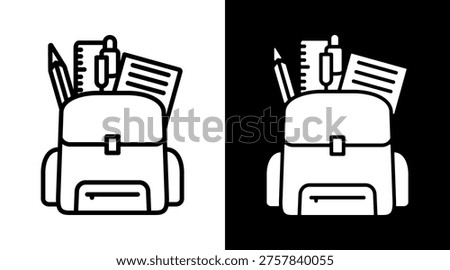 Stationary Icon. Two-Tone Version On Black And White Background