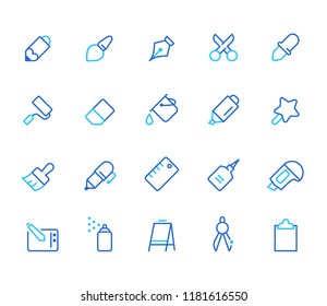 Stationary icons, simple line set