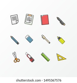 Stationary illustration vector icon set