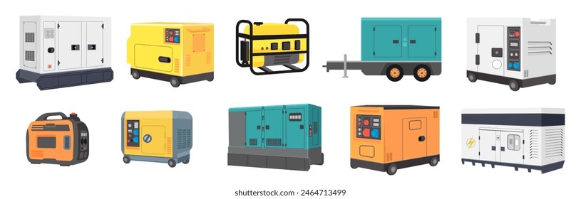 Stationary, industrial and portable diesel power generator set icon