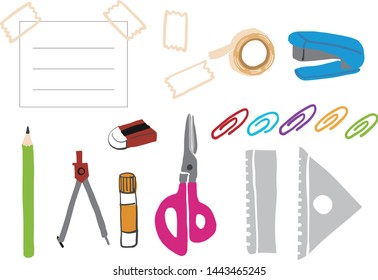 stationary item set illustration material