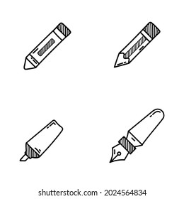 Stationary Items Hand drawn doodle style set of four vectors