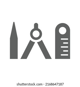 Stationary, learning, pencil icon. Gray vector graphics.