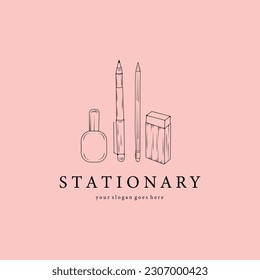 stationary line art minimalist logo vector illustration design