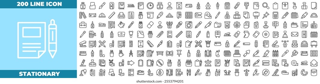 Stationary Line Editable Icons set.