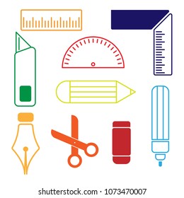 stationary minimal icon set. vector illustration