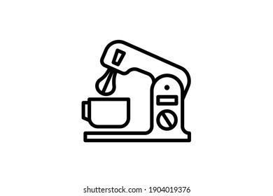 Stationary mixer icon. Vector linear sign, symbol, logo of kitchen stationary mixer for mobile concept and web design. Icon for website of the store of household appliances, gadgets and electronics.