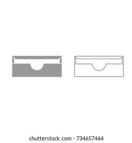 Stationary paper tray grey set icon .