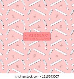 Stationary pattern background pencil ruler eraser, vector eps10