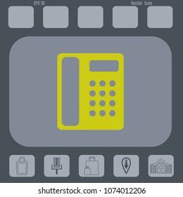 stationary phone vector icon on a gray cine-film background. Flat design style.