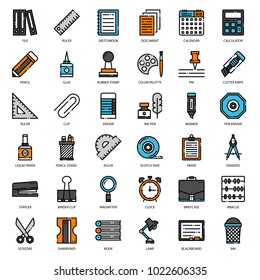 Stationary, pixel perfect filled outline icon, isolated on white background