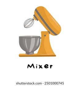 Stationary planetary mixer for hobby and business. Bakery. Baking homemade baked goods. Bakery. Vector illustration on a white background. Isolated