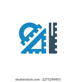 ilustración vectorial de icono de regla estacionaria